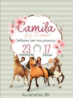 Convite Aniversário Spirit o Indomável para Editar Online