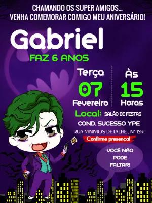 Convite de Aniversário do Coringa Baby Editável Online