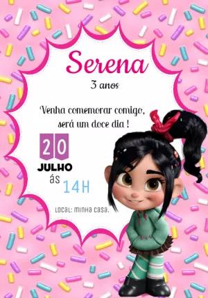 Convite Aniversário Vanellope Detona Ralph para Editar Online