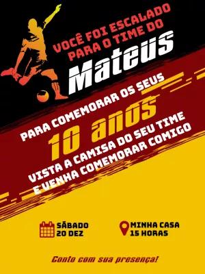Convite de Aniversário Futebol Esportivo para Editar Online