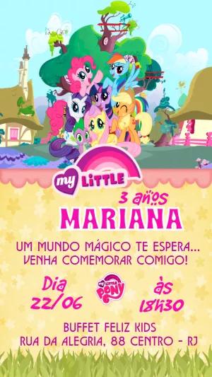 Convite de Aniversário My Little Pony para Editar Online