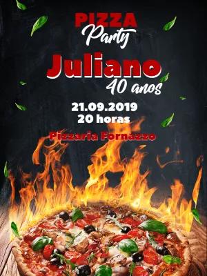 Convite de Aniversário Tema Pizza para Editar Online