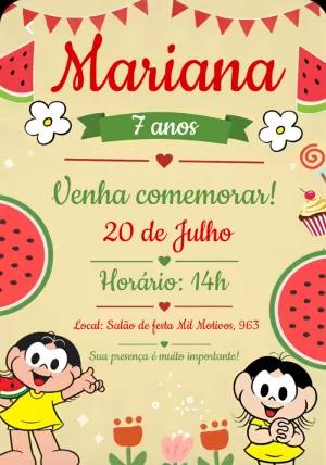 Convite de Aniversário Magali Turma da Mônica para Editar Online