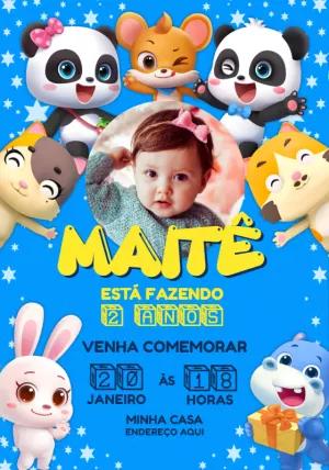 Convite de Aniversário Baby Bus com Foto para Editar Online