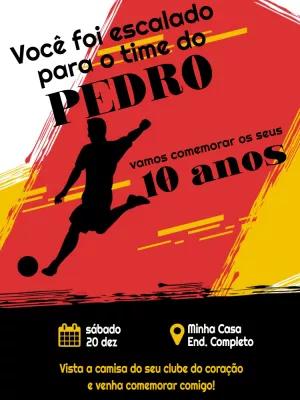Convite de Aniversário Futebol para Editar e Enviar Online