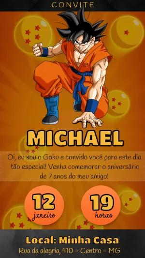 Convite de Aniversário Dragon Ball Goku para Editar Online