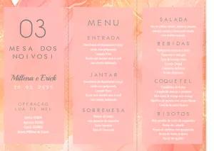 Menu de Casamento Mármore Rosa para Editar Online