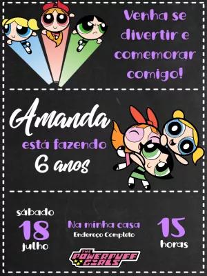 Convite Aniversário Meninas Super Poderosas para Editar Online