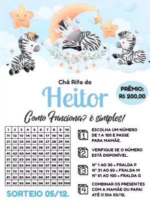 Convite Chá Rifa Zebrinha Fofa para Editar Online
