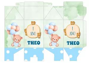 Caixa Milk Ursinho Aquarela para Aniversário para Editar