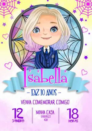 Convite de Aniversário Enid Wandinha para Editar Online