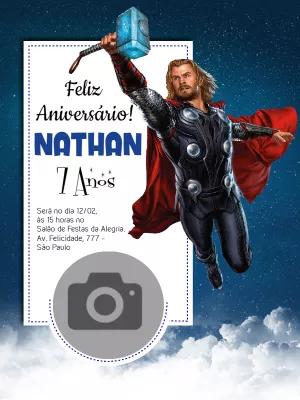 Convite de Aniversário Thor com Foto para Editar Online