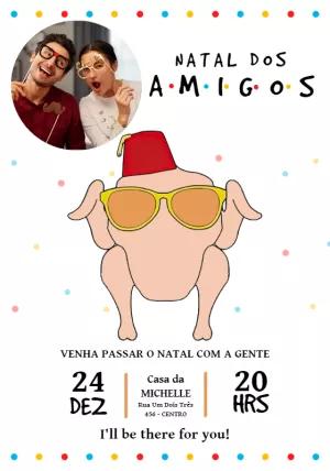 Convite de Natal Friends com Foto para Editar Online