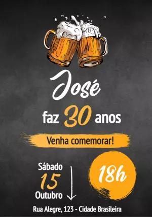 Convite de Aniversário Bar e Boteco para Editar Online
