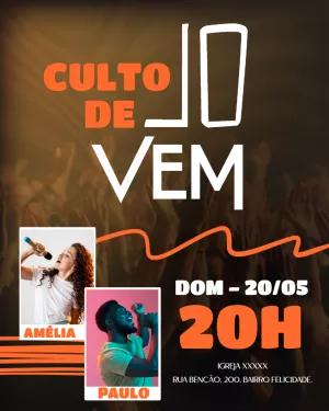 Cartaz para Culto de Jovens com Foto Editável Online