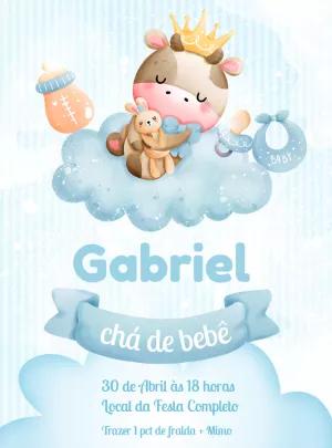 Convite Chá de Bebê Vaquinha com Coroa para Editar Online