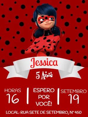 Convite de Aniversário Ladybug Miraculous para Editar Online