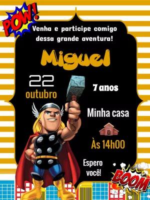 Convite de Aniversário Thor para Editar Online