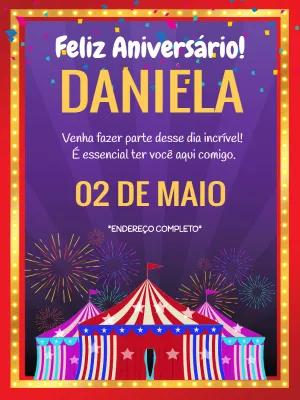 Convite de Aniversário Circo Colorido para Editar Online