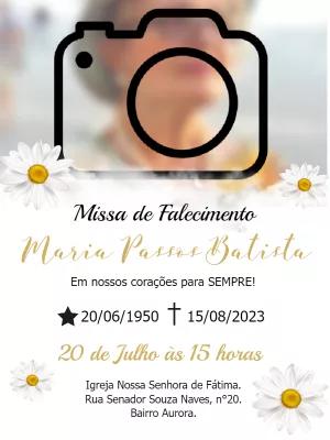 Convite Missa de Sétimo Dia com Foto Floral para Editar Online