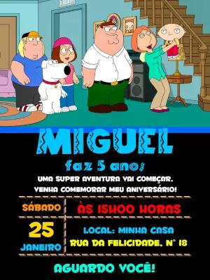 Convite Aniversário Uma Família da Pesada para Editar Online
