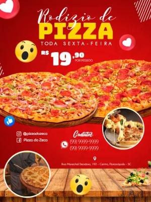Folheto de Rodízio de Pizza para Editar Online