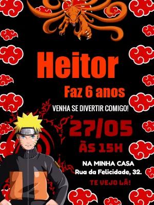 Convite de Aniversário Naruto com Personagens para Editar Online