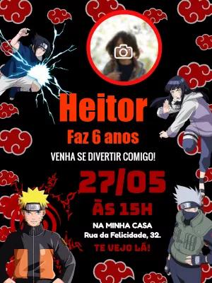 Convite de Aniversário Naruto com Foto para Editar Online