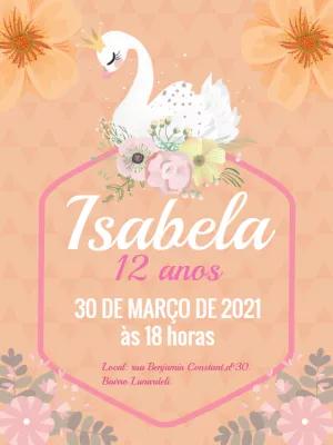 Convite de Aniversário Cisne Princesa para Editar Online