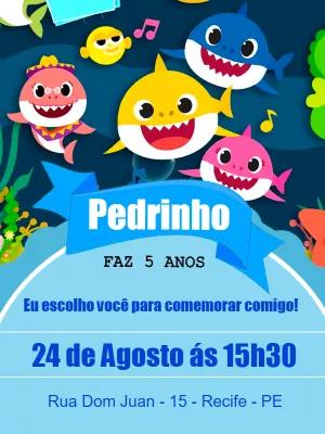 Convite de Aniversário Baby Shark para Editar Online