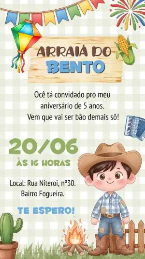 Convite Festa Junina Infantil Menino para Editar