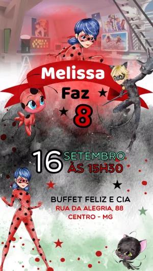 Convite de Aniversário Miraculous Ladybug para Editar Online