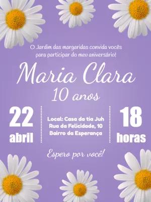 Convite de Aniversário Margarida para Editar Online