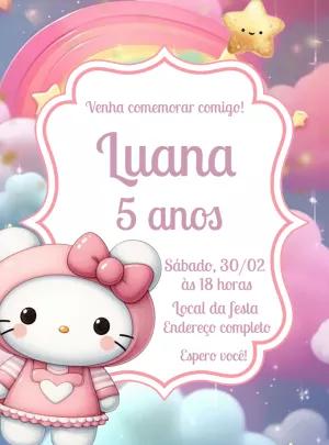 Convite de Aniversário Hello Kitty para Editar Online