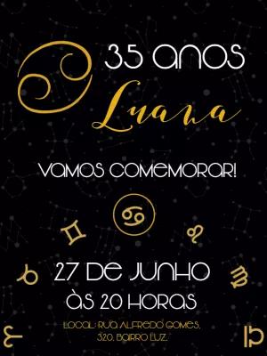 Convite de Aniversário Zodíaco Câncer Editável Online