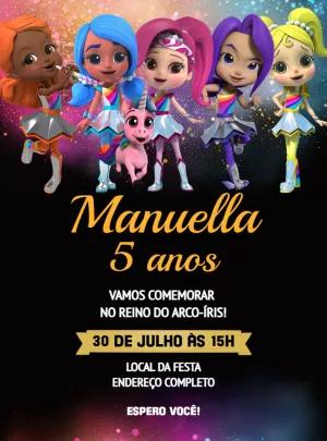 Convite Aniversário Guardiãs do Arco Íris para Editar Online