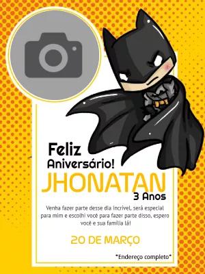 Convite Aniversário Batman com Foto para Editar Online
