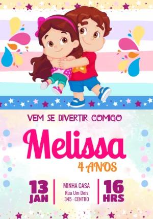 Convite de Aniversário Maria Clara e JP para Editar Online