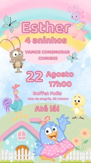 Convite de Aniversário Galinha Pintadinha Candy para Editar