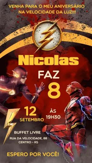 Convite de Aniversário The Flash para Editar e Enviar Online