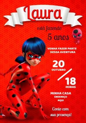 Convite de Aniversário Ladybug para Editar Online