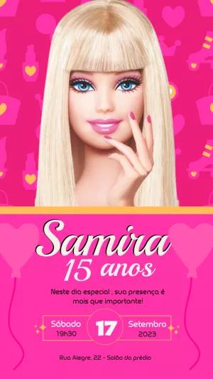 Convite de Aniversário Barbie para Editar Online e Imprimir