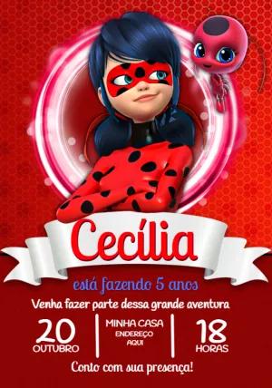 Convite de Aniversário Ladybug para Editar Online