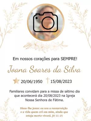 Convite Missa de Sétimo Dia com Foto para Editar Online