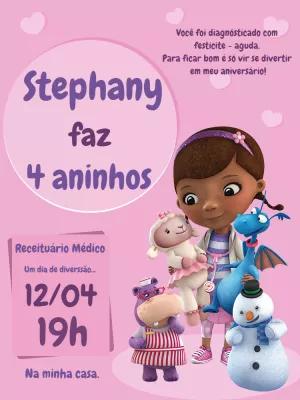 Convite Aniversário Doutora Brinquedos para Editar Online