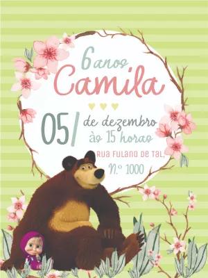 Convite de Aniversário Masha e o Urso para Editar Online