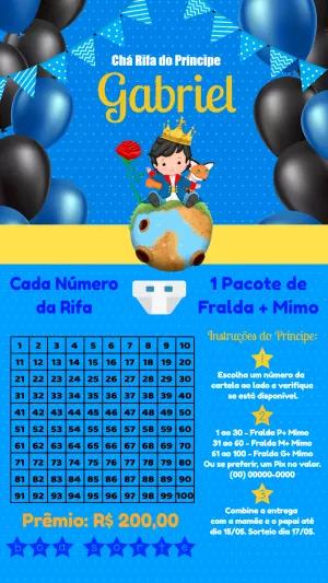 Rifa Chá de Bebê Pequeno Príncipe para Editar e Enviar Online