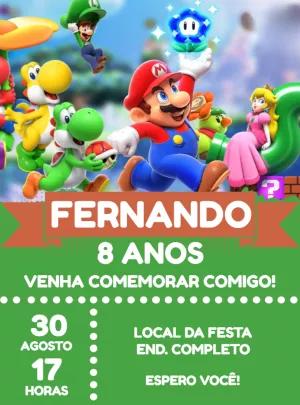 Convite Aniversário Super Mario Wonder para Editar Online