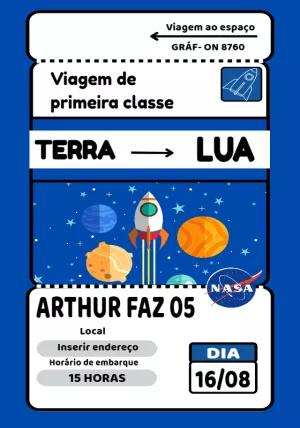 Convite de Aniversário Astronauta Espacial para Editar Online