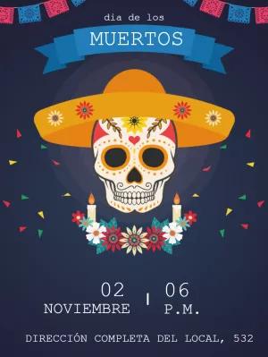 Invitación Día de los Muertos con Calavera para Editar Online
